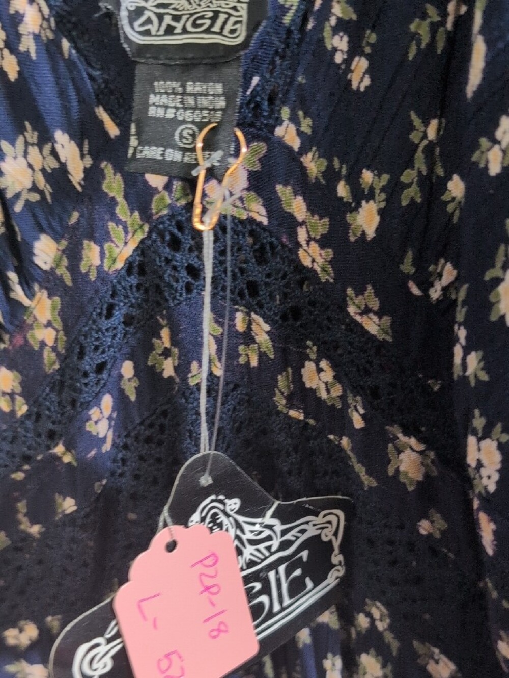 Angie Navy and White Floral Maxi Dress NWT. Small Flaw Read Description - Picture 5 of 5